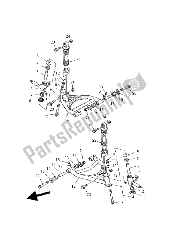 All parts for the Front Suspension & Wheel of the Yamaha YFM 125 Breeze 2000