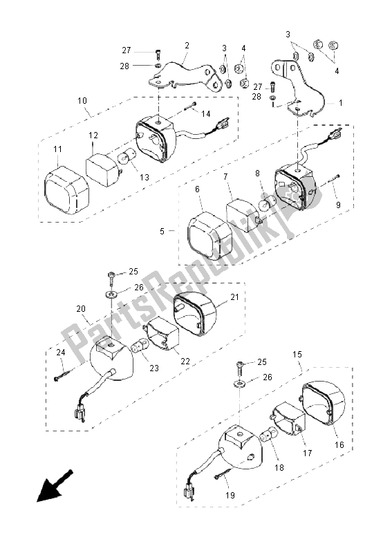 All parts for the Flasher Light of the Yamaha EW 50 Slider 2006