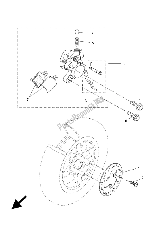 All parts for the Front Brake Caliper of the Yamaha EW 50N Slider 2009