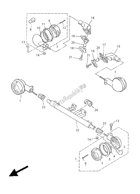 Toutes les pièces pour le Lumière Clignotante du Yamaha XVZ 13 TF Royal Star Venture 1300 2000