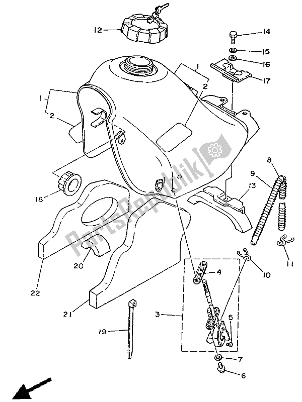 All parts for the Fuel Tank of the Yamaha DT 125R 1990