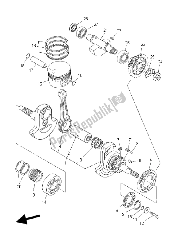 Tutte le parti per il Albero Motore E Pistone del Yamaha YFM 660 FA Grizzly 2005