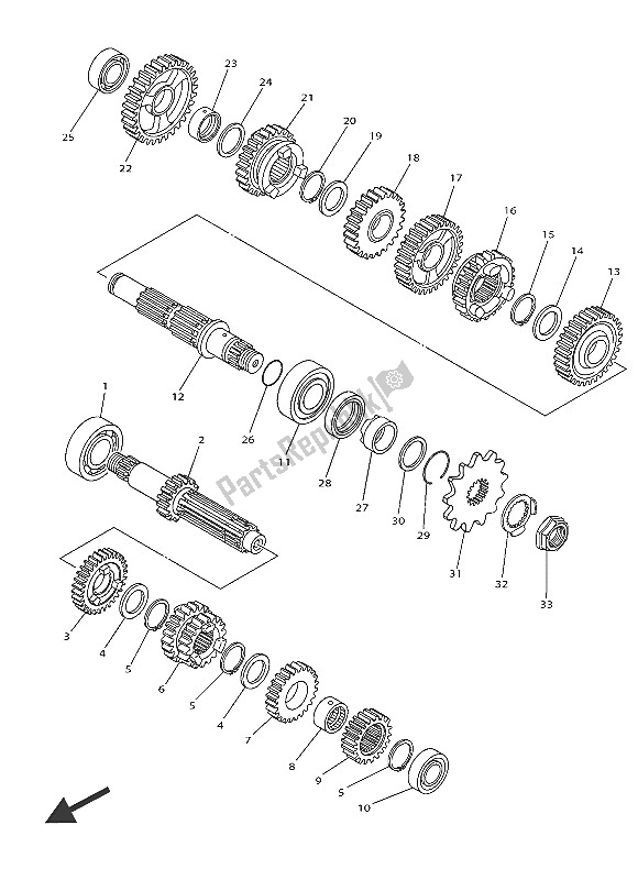 All parts for the Transmission of the Yamaha YZ 250 FX 2016