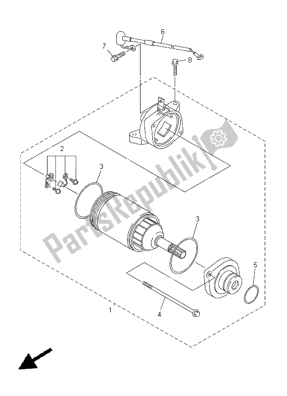 All parts for the Starting Motor of the Yamaha WR 450F 2015