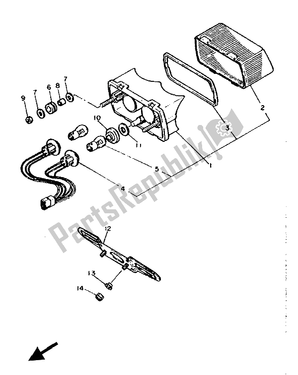 All parts for the Taillight of the Yamaha FZR 600 Genesis 1992