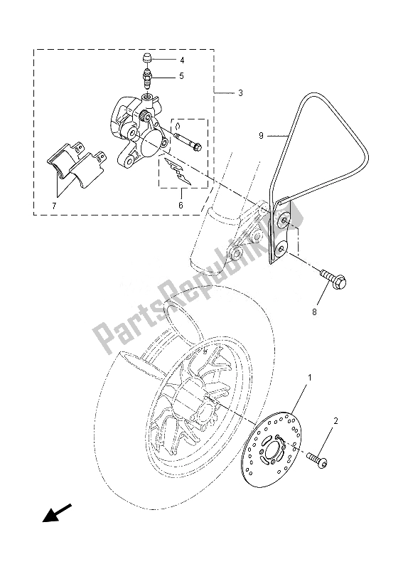All parts for the Front Brake Caliper of the Yamaha CW 50 2013