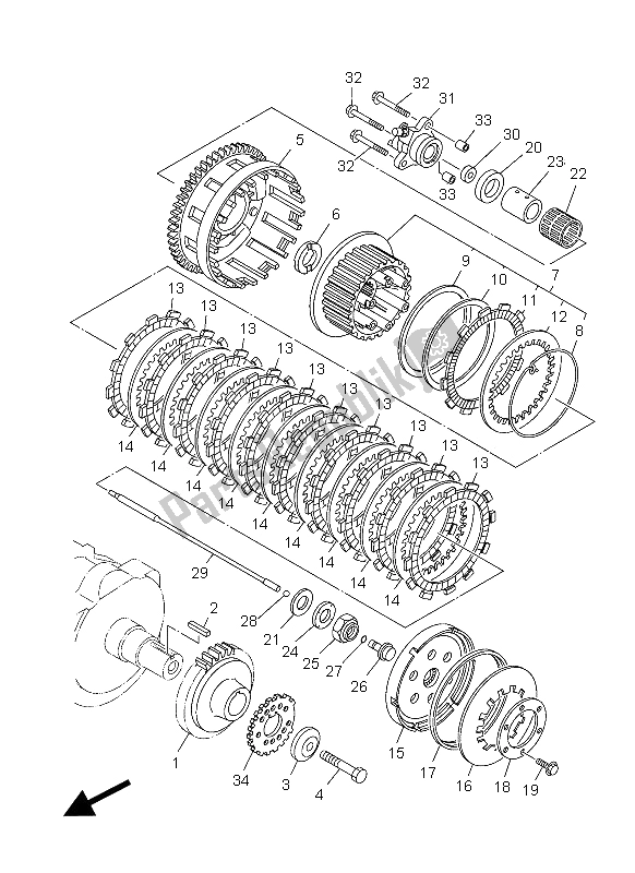 All parts for the Clutch of the Yamaha XV 1900A 2012