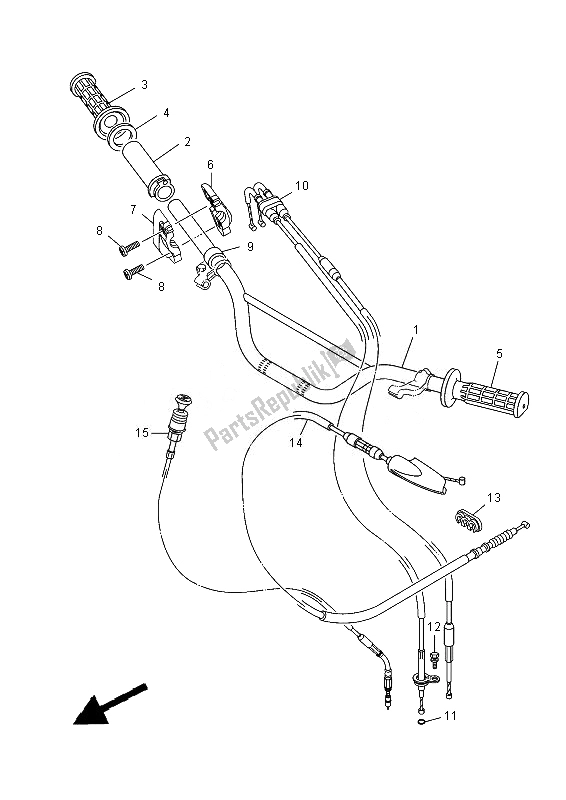 All parts for the Steering Handle & Cable of the Yamaha TT R 125 LW 2013