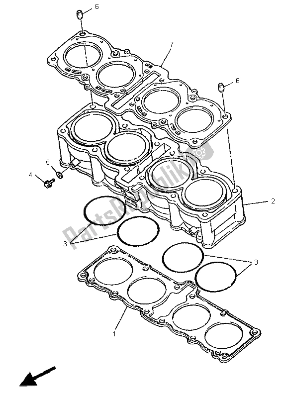 Toutes les pièces pour le Cylindre du Yamaha YZF 750R 1995