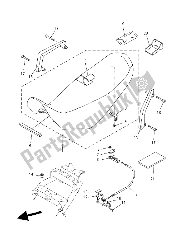 All parts for the Seat of the Yamaha XT 660X 2010