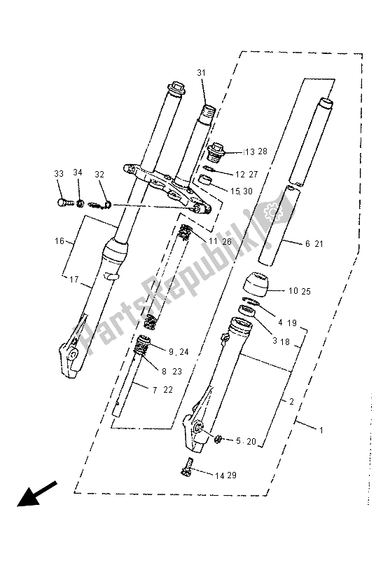 Toutes les pièces pour le Fourche Avant du Yamaha PW 80 1997
