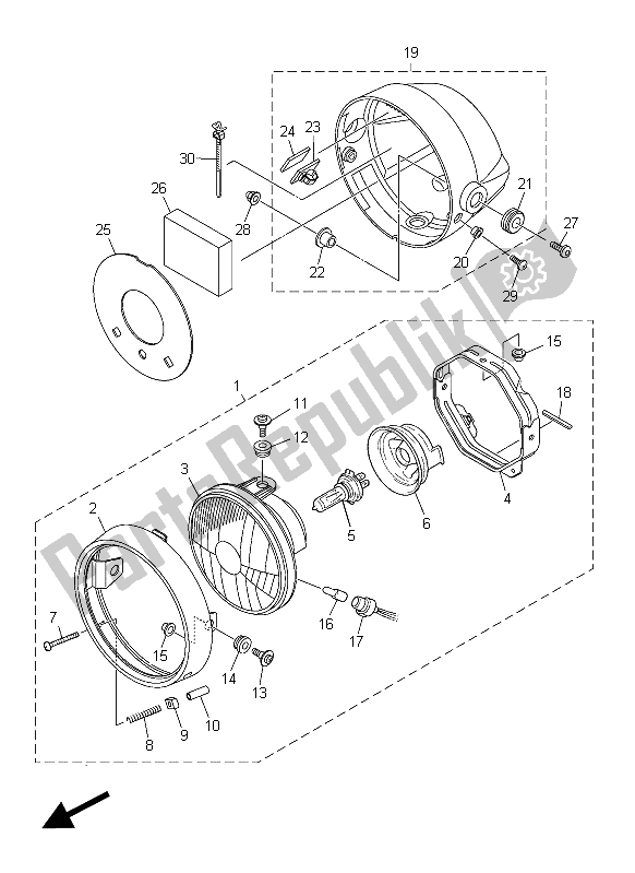 Tutte le parti per il Faro del Yamaha XJR 1300C 2015