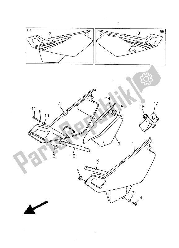 Todas las partes para Cubierta Lateral de Yamaha XT 600E 2000