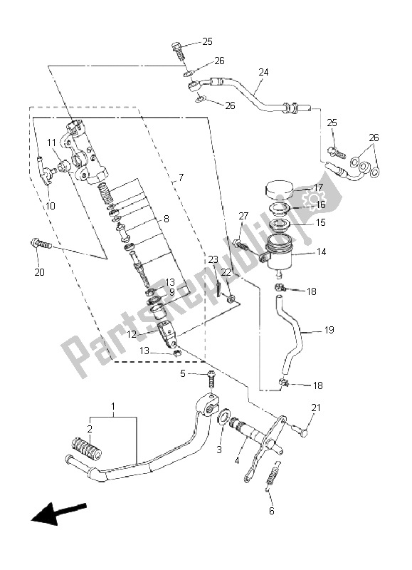 All parts for the Rear Master Cylinder of the Yamaha FZ6 SS Fazer 600 2006