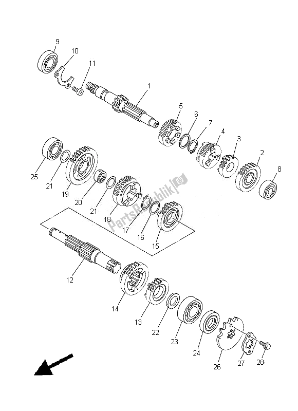 All parts for the Transmission of the Yamaha TT R 125 LWE 2013