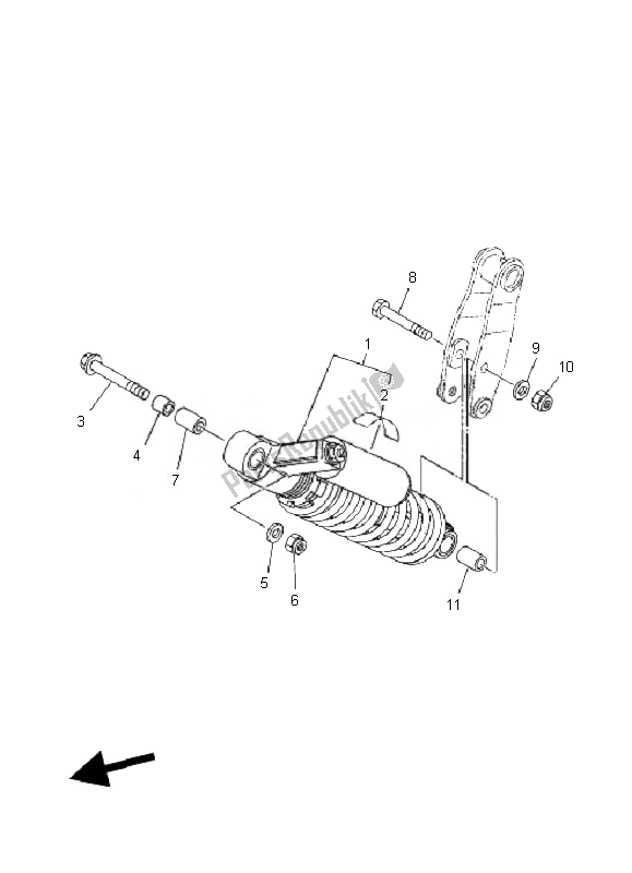 All parts for the Rear Suspension of the Yamaha YFM 700R 2007