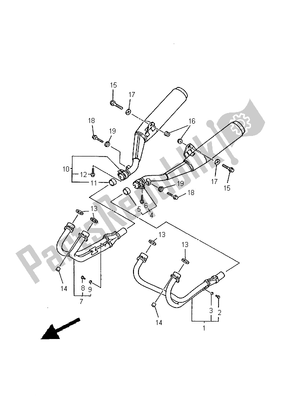 All parts for the Exhaust of the Yamaha XJ 600S Diversion 2000