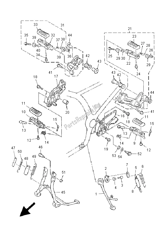 All parts for the Stand & Footrest of the Yamaha XJ 900S Diversion 2001