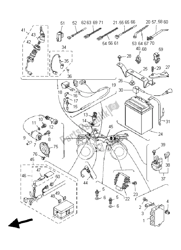 Toutes les pièces pour le électrique 1 du Yamaha YFM 350 Grizzly 2X4 2007