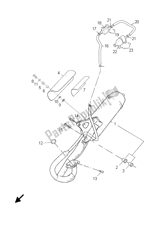 All parts for the Exhaust of the Yamaha CS 50R AC JOG 2006