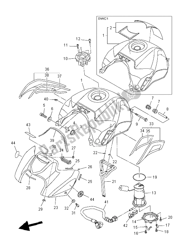 Tutte le parti per il Serbatoio Di Carburante del Yamaha FZ8 NA 800 2012