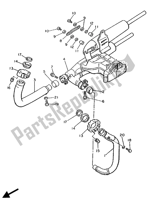 Toutes les pièces pour le échappement du Yamaha XV 1100 Virago 1989