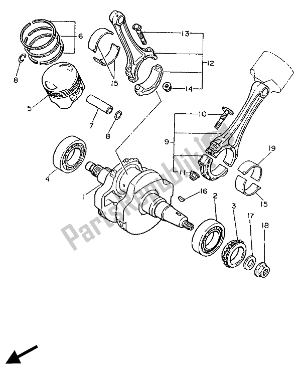 Toutes les pièces pour le Vilebrequin Et Piston du Yamaha XV 1100 Virago 1989