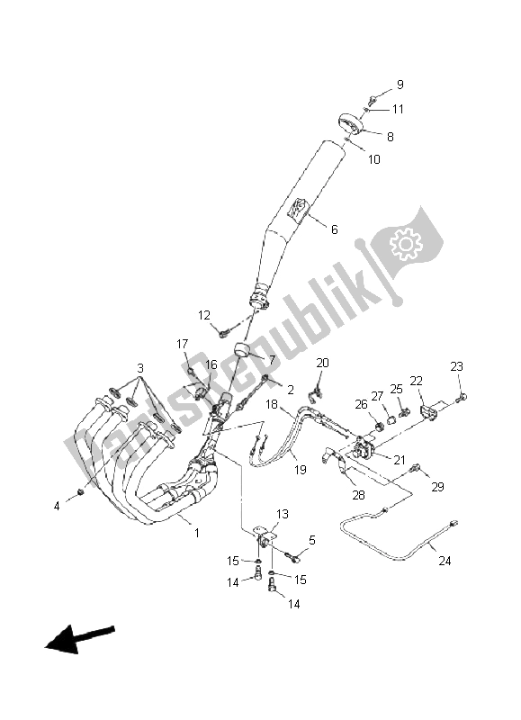 All parts for the Exhaust of the Yamaha XJR 1300 2008