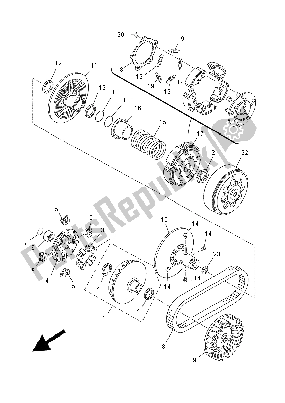 Toutes les pièces pour le Embrayage du Yamaha YP 400 RA 2015