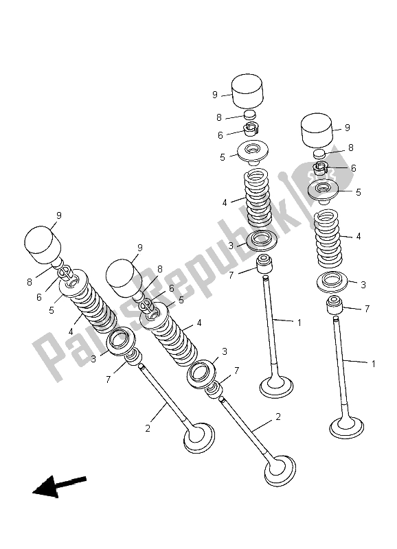 All parts for the Valve of the Yamaha XJ6S Diversion 600 2009