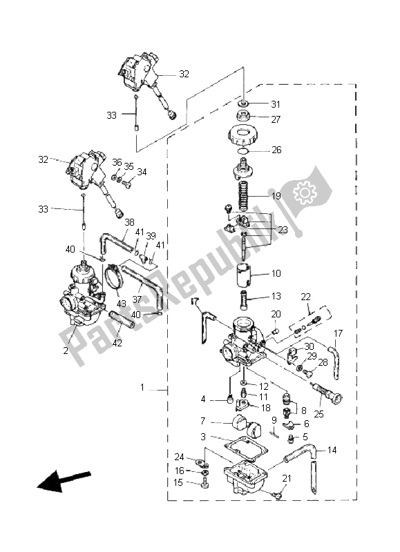 Tutte le parti per il Carburatore del Yamaha YFZ 350 Banshee 2006