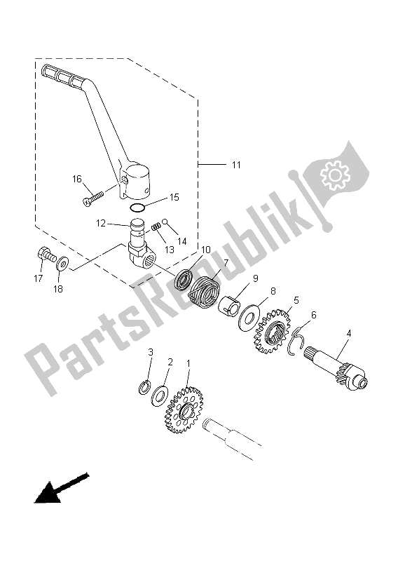 All parts for the Starter of the Yamaha YZ 125 2012