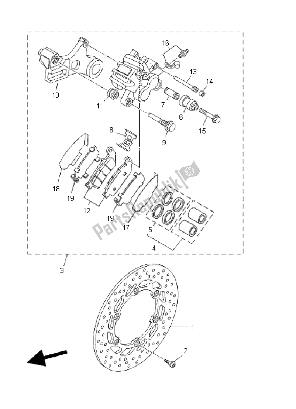 Tutte le parti per il Pinza Freno Posteriore del Yamaha MT 01S 1670 2009