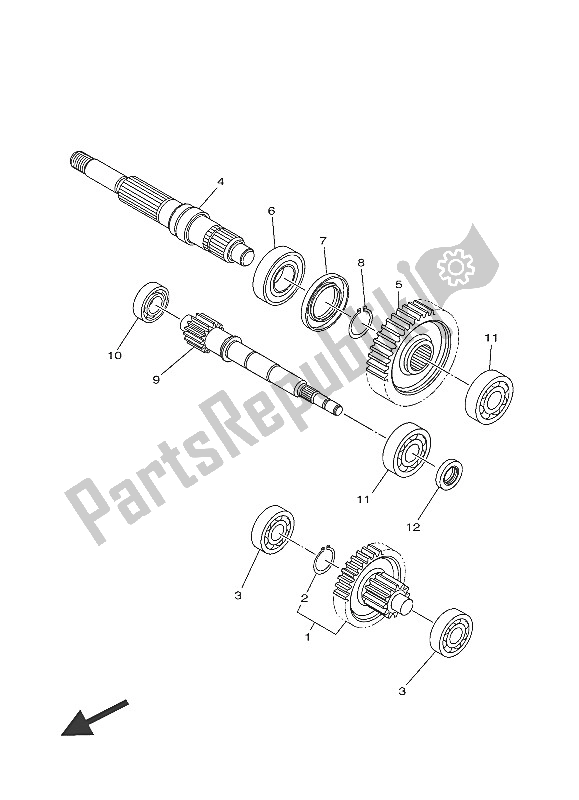 All parts for the Transmission of the Yamaha MW 125A 2016