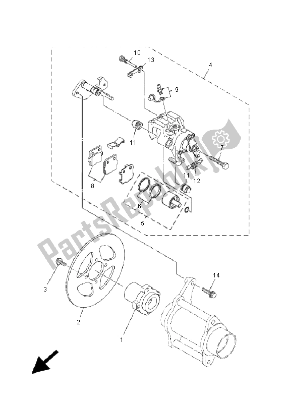 All parts for the Rear Brake of the Yamaha YFM 350R 2009