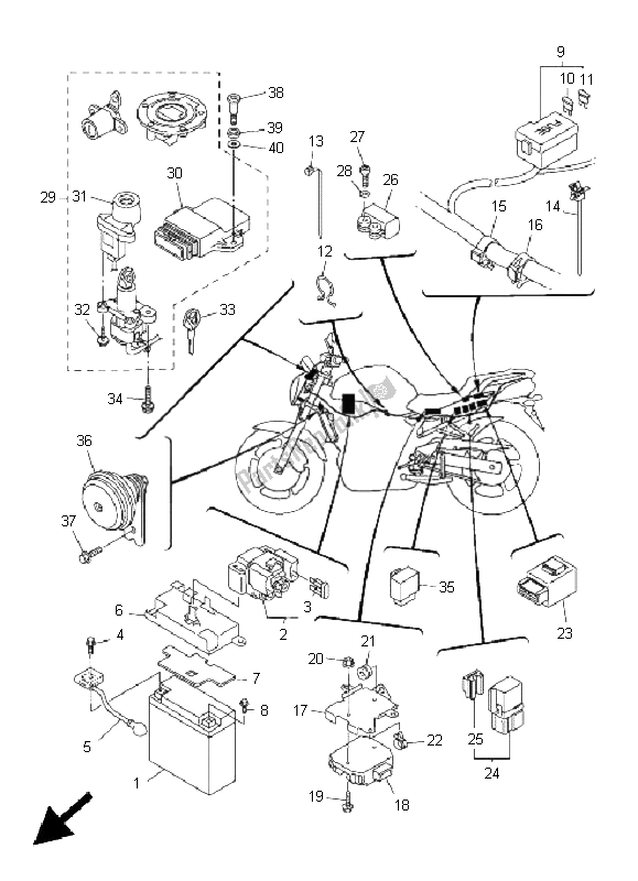 Wszystkie części do Elektryczny 2 Yamaha FZ6 N 600 2005