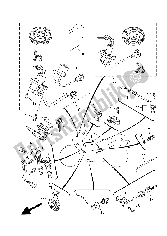 Todas las partes para Eléctrico 2 de Yamaha MT 07 700 2014