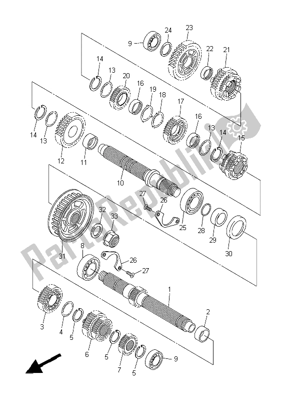 All parts for the Transmission of the Yamaha XVS 1300 CU 2014