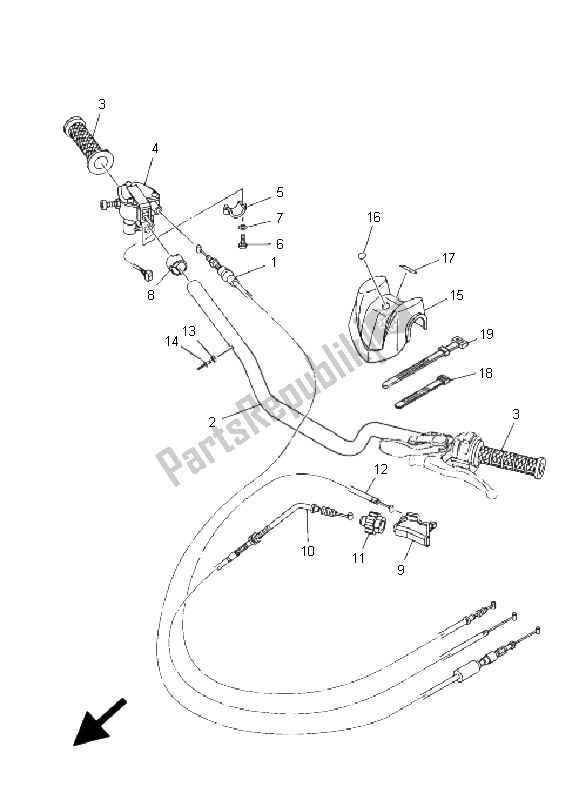 Alle onderdelen voor de Stuurhendel En Kabel van de Yamaha YFZ 450 2009