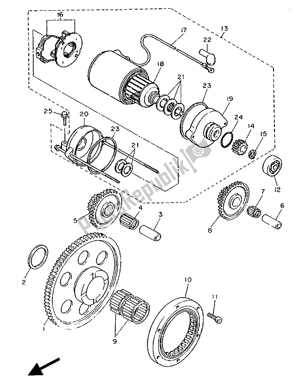 Todas las partes para Embrague De Arranque de Yamaha XT 600Z Tenere 1990