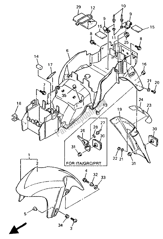 Todas las partes para Defensa de Yamaha YZF 750R 1994