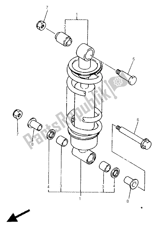 All parts for the Rear Suspension of the Yamaha XJ 600S Diversion 1998