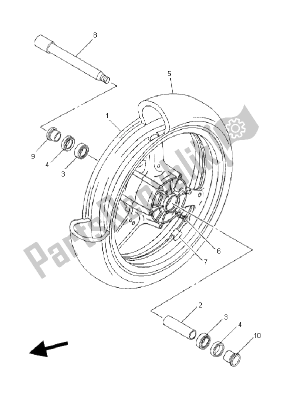 Tutte le parti per il Ruota Anteriore del Yamaha XJR 1300 2008