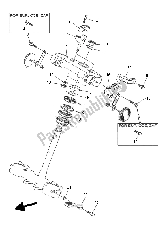 All parts for the Steering of the Yamaha WR 250F 2010