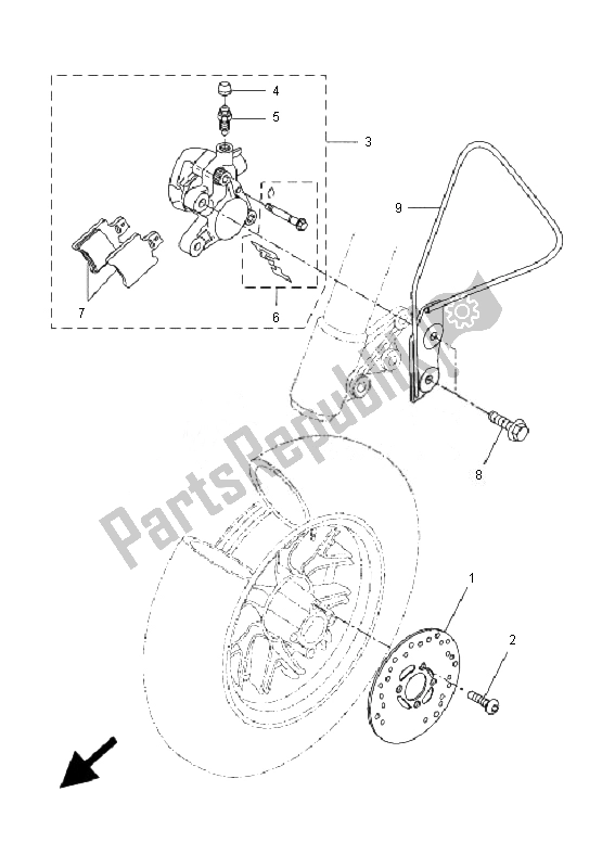 All parts for the Front Brake Caliper of the Yamaha CW 50 BWS 2007