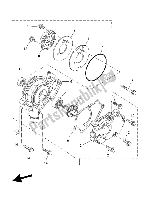 Todas las partes para Bomba De Agua de Yamaha WR 125X 2010