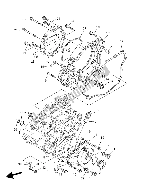 All parts for the Crankcase Cover 1 of the Yamaha YZ 250F 2008