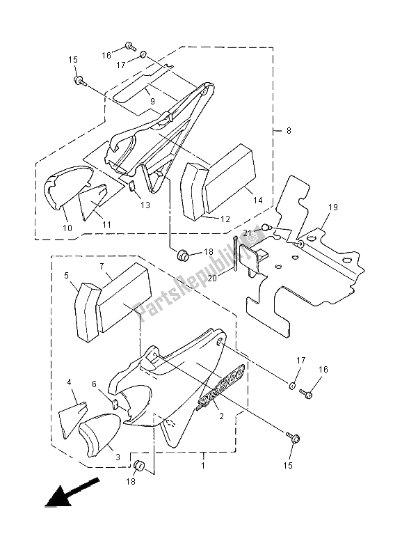 Toutes les pièces pour le Couvercle Latéral du Yamaha XJR 1300 2000