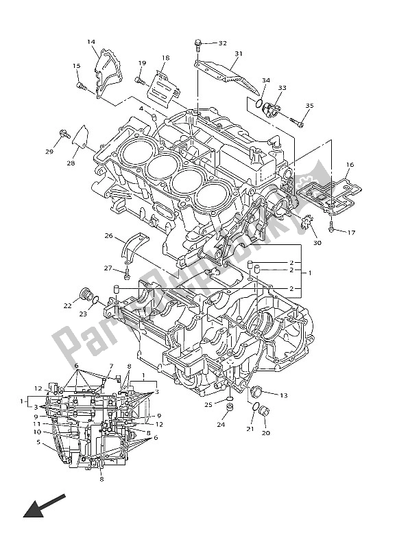 All parts for the Crankcase of the Yamaha FJR 1300 AS 2016