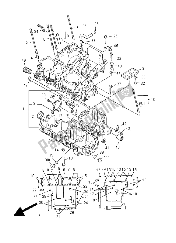 Todas as partes de Bloco Do Motor do Yamaha XJR 1300 2000